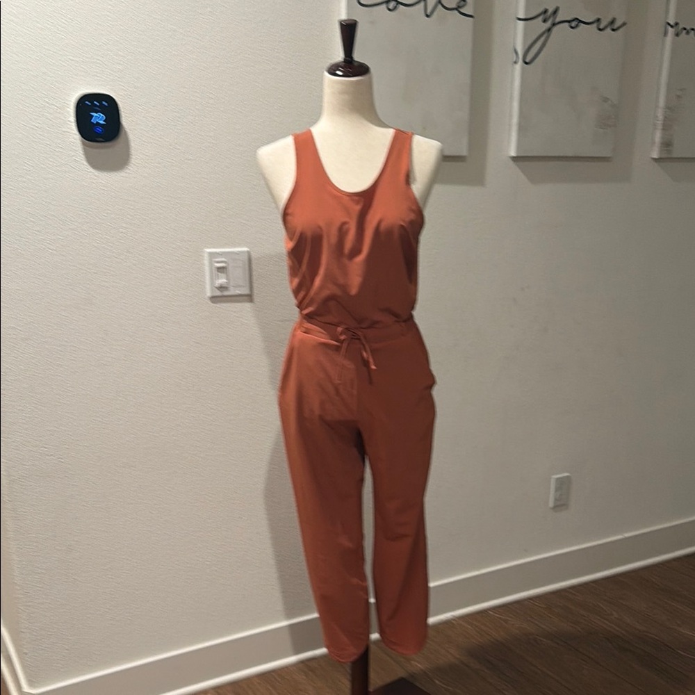 all in motion Rust Orange Sleeveless Drawstring Jumpsuit